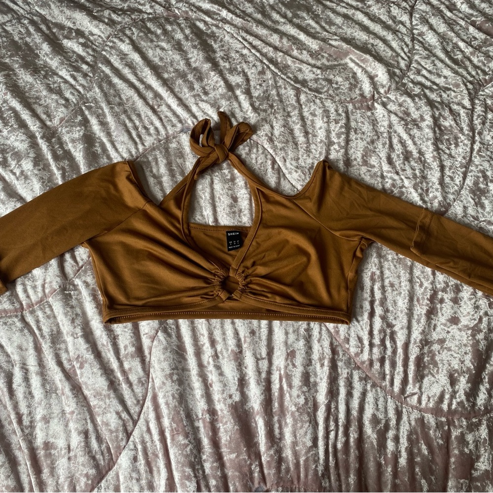 Brown Halter Neck Women's Top